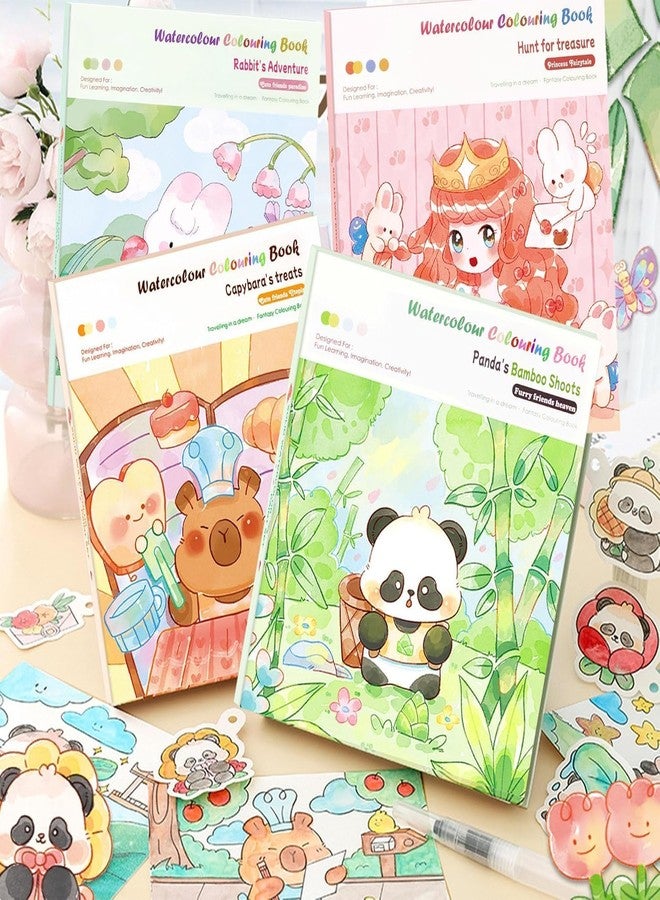HELIMIX Watercolor Painting Book Set for Kids- DIY Graffiti Coloring Note-Book with Watercolor Panda Desing 12 Colours Solid with Brush Craft Activity Book for Boys & Girls (Panda) - Image 5